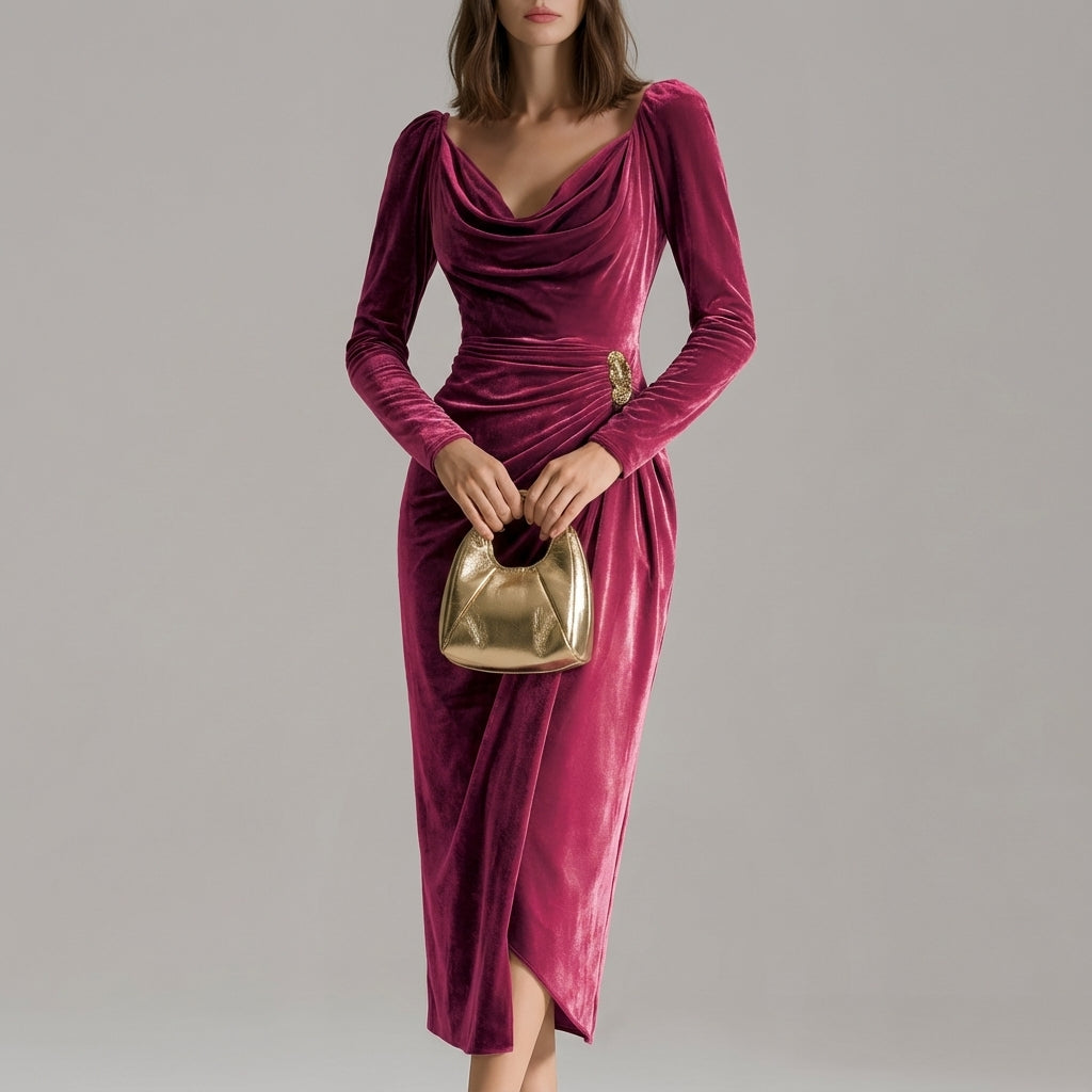 Vestido midi mujer manga larga uso diario