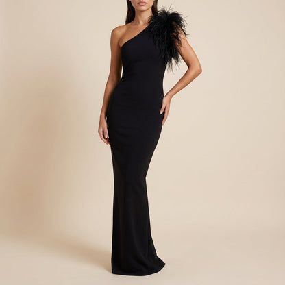 Vestido maxi mujer asimétrico un hombro | Salidas nocturnas