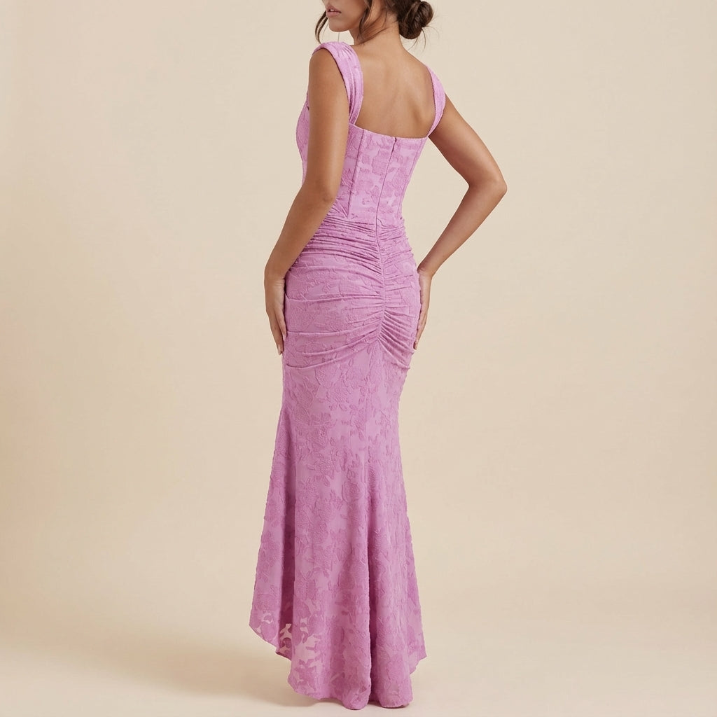 Vestido midi mujer ajustado corpiño estructurado fruncido lateral | Uso urbano