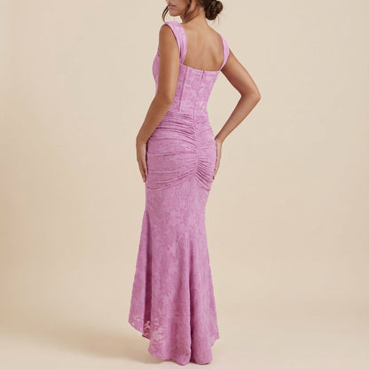 Vestido midi mujer ajustado corpiño estructurado fruncido lateral | Uso urbano