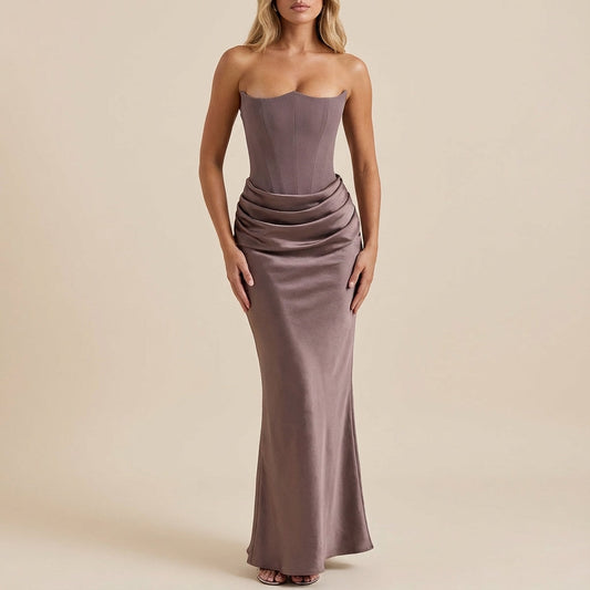 Vestido largo mujer sin tirantes corte maxi | Uso nocturno