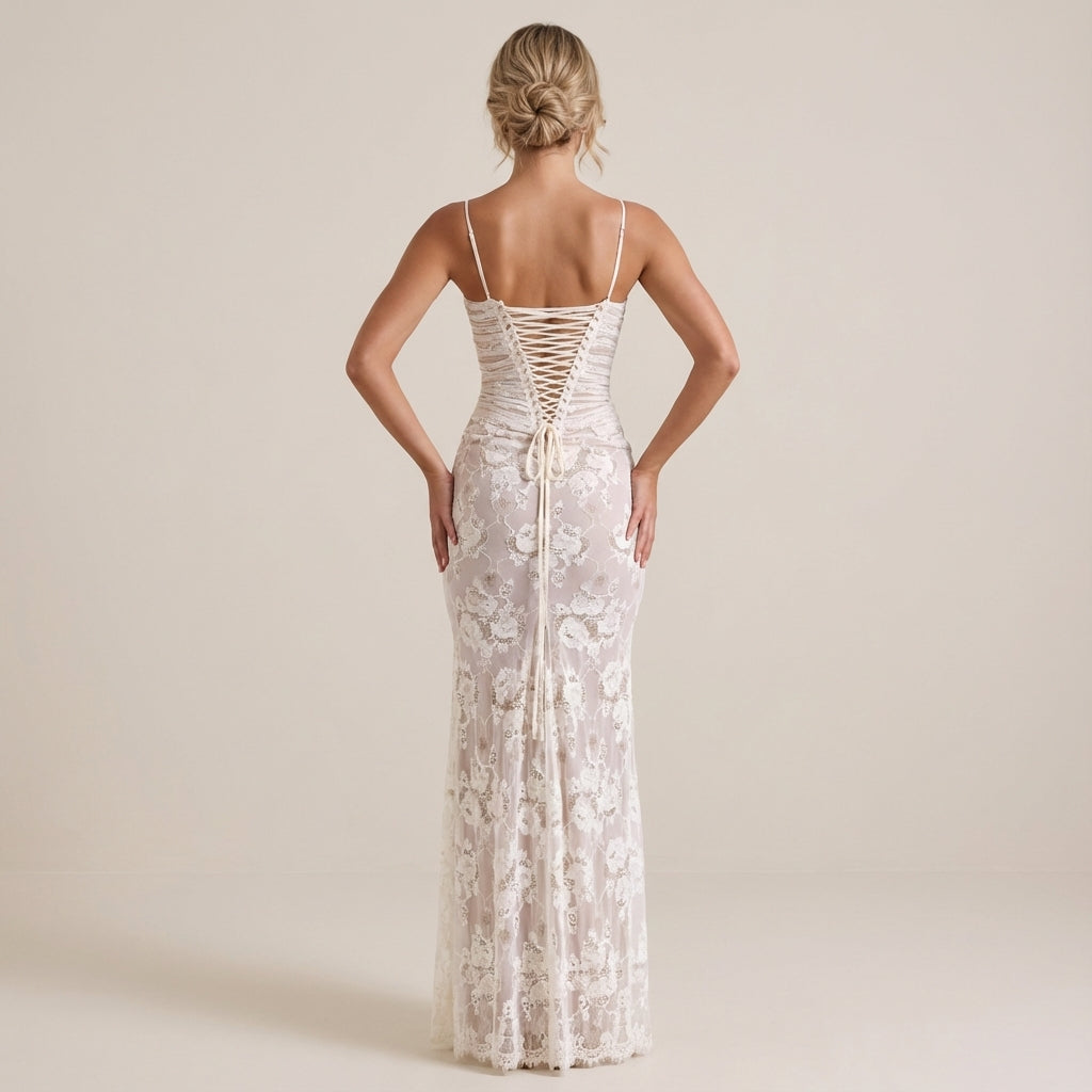 Vestido maxi mujer corsé con estampado floral | Eventos y recepciones