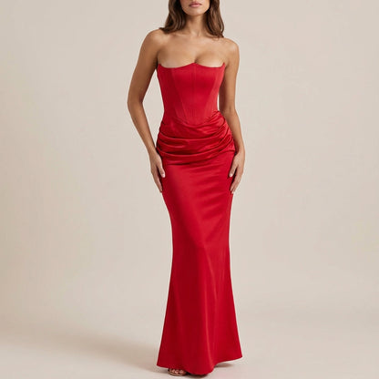 Vestido largo mujer sin tirantes corte maxi | Uso nocturno