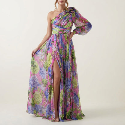 Vestido midi mujer con estampado floral hombros descubiertos | Verano