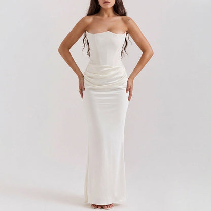 Vestido largo mujer sin tirantes corte maxi | Uso nocturno