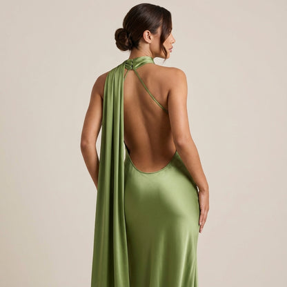 Vestido largo mujer sirena capa asimétrica un hombro | Eventos formales