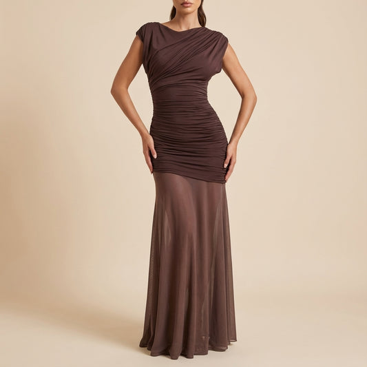 Vestido mujer entallado escote cruzado tonos tierra | Uso diario urbano