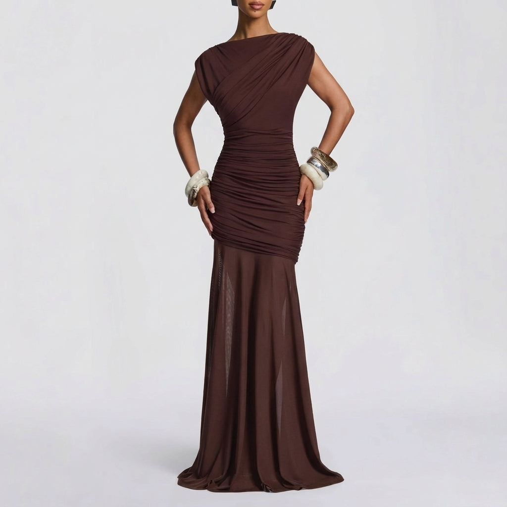 Vestido mujer entallado escote cruzado tonos tierra | Uso diario urbano