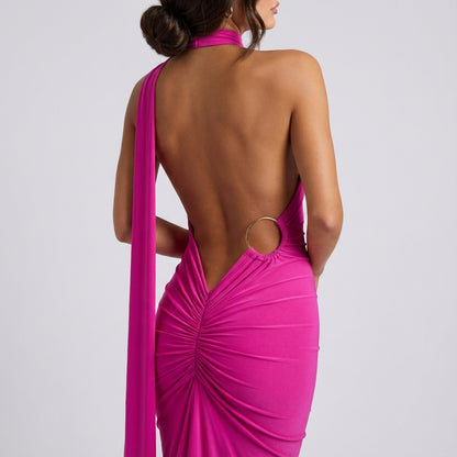 Vestido de noche mujer sin mangas escote en un hombro | Eventos