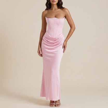 Vestido largo mujer sin tirantes corte maxi | Uso nocturno