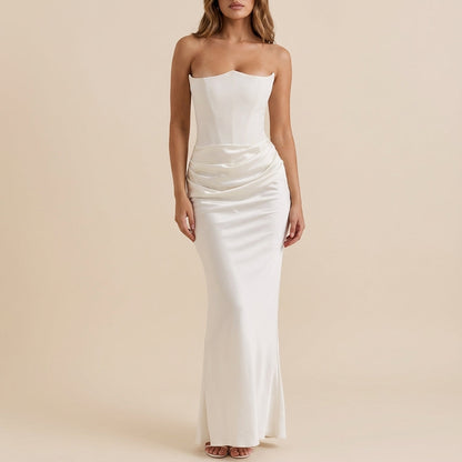 Vestido largo mujer sin tirantes corte maxi | Uso nocturno