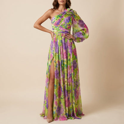 Vestido midi mujer con estampado floral hombros descubiertos | Verano